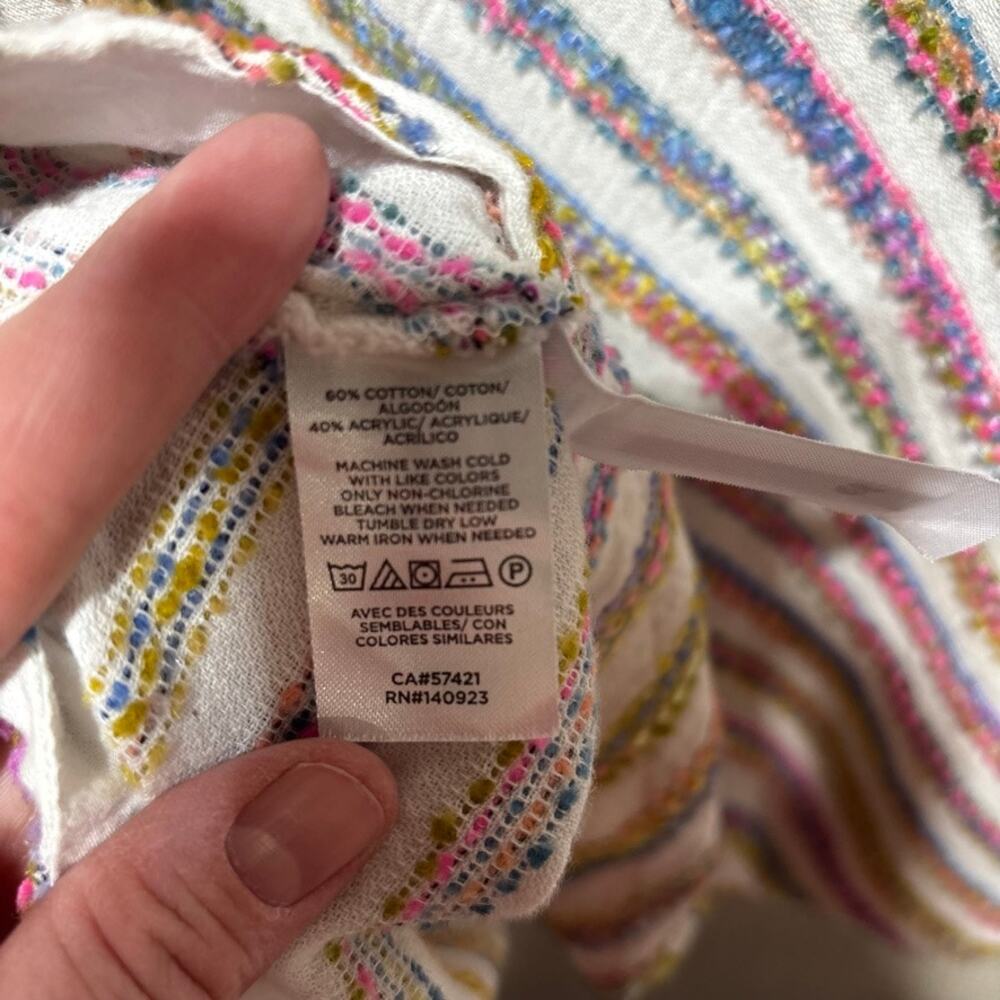 Lou & Grey Multicolor Rainbow Striped Shift Dress Size 8 Sleeveless Textured - Picture 4 of 8